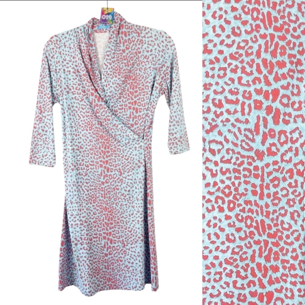 J. MCLAUGHLIN Catalina Cloth XS‎ Leopard Surplice Mini Dress Faux Wrap Stretchy